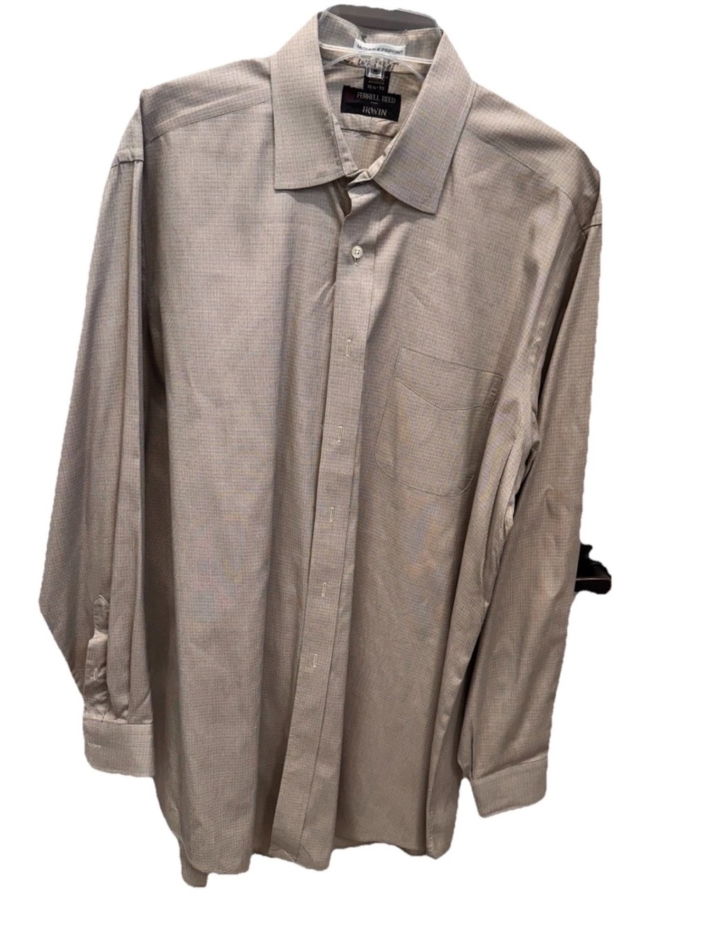 Irwin Men's Tan Beige Button-Down Dress Shirt 16.5”